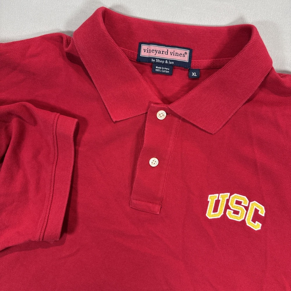 Vineyard Vines USC Trojans Polo Shirt Red Mens XL Cotton Pique Collegiate Gear